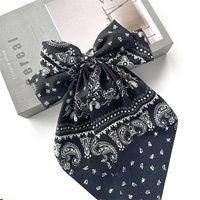 Barrette à cheveux vintage avec grand nœud en tissu à motifs Paisley et fleurs, pour filles, idéale pour la décoration des cheveux lors de fêtes