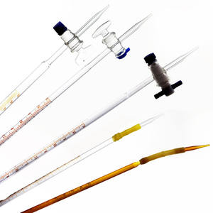 Vente en gros 50ml Burette en verre ambré clair avec robinet d'arrêt PTEE pour laboratoires - Product Image 2