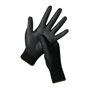 Guantes recubiertos de <span class=keywords><strong>PU</strong></span> de nailon negro de alta calidad, guantes de trabajo de seguridad duraderos de poliéster de calibre 13, Guantes Recubiertos de <span class=keywords><strong>PU</strong></span> negro para trabajo de jardín - Product Image 6