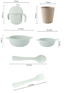 2021 Wholesale Round Resign Wheat Straw <b>Kids</b> and Cutlery Biodegradable Tableware - Product Image 4