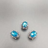 Perles de diamant ovales double face galvanisées alliage incrusté trou droit bijoux à cordes accessoires de bricolage petite taille