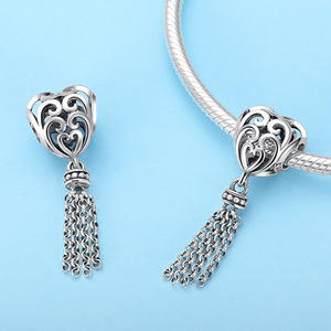 <span class=keywords><strong>2022</strong></span> nueva llegada 925 plata esterlina corazón encantado borla encanto ajuste Original DIY pulsera de cuentas mujeres joyería regalo SCC722 - Product Image 2