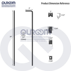 24 אינץ כבד כבד נירוסטה מוט מוט מוט מוט עבור ויניל גדר ביטחון שער חיצוני גן חצר דלת מנעול מנעול - Product Image 2