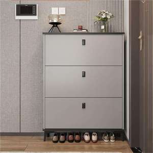 Scarpiera Moderna di Alta Qualità in MDF e <span class=keywords><strong>Legno</strong></span> <span class=keywords><strong>Naturale</strong></span>, Nera, Impermeabile, Resistente, Design Ultra Sottile, Capacità 20-23 Paia - Product Image 3