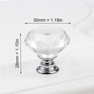 30mm temizle cam kapı kolu ve tokmağı topuzlar-kristal elmas çekmece çeker-gümüş taban Dresser mutfak için kolları, banyo, mobilya - Product Image 2