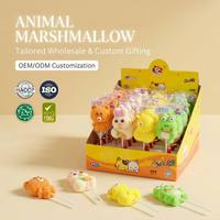 Groothandel Hot-Selling Halal gecertificeerde kinder-dag dierenvormige gecoate katoenen snoeplollies 12g fruit smaak meerkleurige snoepjes