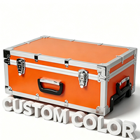 Chariot en aluminium rouge personnalisable, échantillon roulant, valise de transport avec poignée télescopique, mousse EVA rembourrée, support OEM facile à transporter