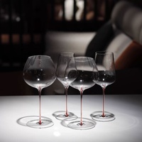 Verre à vin en cristal de luxe, fait main, de haute qualité, à tige rouge et à bouche étroite, pour la vente en gros