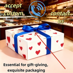 Boîte <span class=keywords><strong>d</strong></span>'emballage pour biscuits à motif cœur mignon - Boîte cadeau en papier de qualité alimentaire jetable pour boulangerie, pâtisserie, logo personnalisable - Product Image 3