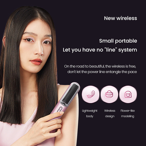 New Mini Electric Hair Straightener <b>Brush</b> Negative Ion PTC Battery-<b>Powered</b> USB Cordless Auto-Off Hair Styling Household Outdoor - Product Image 5