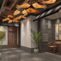 Sculpture de poisson Koi impérial, lustre LED, luminaire suspendu artistique moderne, série pour hôtel de luxe, hall, restaurant, villa, décoration