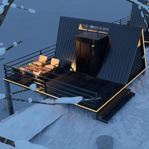 Chine Vente chaude Cadre <span class=keywords><strong>en</strong></span> acier Préfabriqué Resort Cottage <span class=keywords><strong>Jardin</strong></span> <span class=keywords><strong>Chalet</strong></span> Kits Mini Petit A Cadre Maisons - Product Image 4