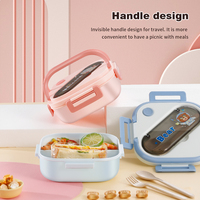 Boîte à lunch thermique rectangulaire en PP de qualité alimentaire, facile à ouvrir, sans BPA, étanche, à trois niveaux, micro-ondable, 1-3L, vente en gros