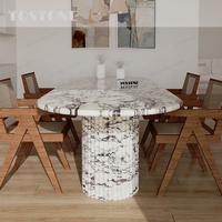 Table à manger en marbre naturel de luxe moderne Tostone pour 6 personnes, utilisation en villa, taille et épaisseur personnalisables