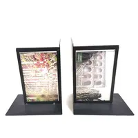 Oniya Black Modern Book Holder Office Desk Decor Study Gift Acrylic Double Pictures Frame Iron New Bookends