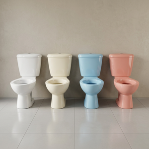 Blue Ceramic Two Piece Water Closet Dual Flush P <b>Trap</b> Floor Mounted Bathroom Commode Sanitary Ware - Product Image 3