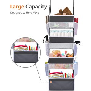 <b>Over</b> <b>Door</b> Organizer 4 Large Pockets 6 Mesh Side Pockets Dark Grey Hanging Storage For Clothing Shoes Behind <b>Doors</b> On Walls - Product Image 4