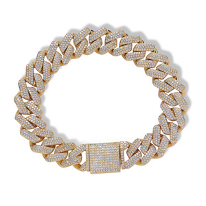 Pulsera de Cadena Cubana de 13 mm de Zirconio Completo, Estilo Industrial Pesado, para Hombre, de Moda, Lijing, Collar Tanjing - Product Image 5