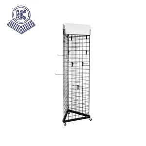 3 Side Grid Rack Panel supporto in metallo Retail Store Craft Art Shelf Organizer con Base hl-5