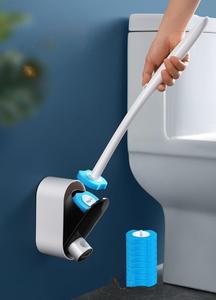 Offre Spéciale 8 pièces tête éponge sans angle mort ensemble de <span class=keywords><strong>brosse</strong></span> de toilette jetable avec liquide de nettoyage autonome <span class=keywords><strong>brosse</strong></span> de nettoyage de toilette - Product Image 5