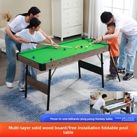 Table de billard pliable en bois massif pour usage domestique, sans installation requise, table multifonctionnelle 3-en-1 pour enfants