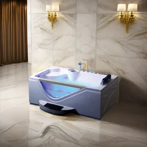 热卖日本酒店家庭浴缸1.6米性感按摩按摩浴缸欧式长方形亚克力浴缸，带溢出白色