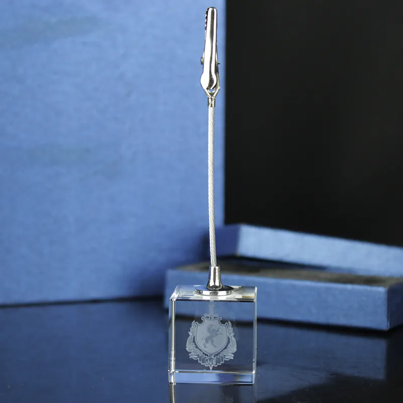 Personalizado gravura a laser cristal de vidro placas nome do cartão de visita suprimentos material de escritório