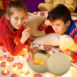 Gold Round Cake Tins 5inches Food Grade Tinplate <b>Box</b> for Cookies Candy Chocolate Bread Sugar <b>Gift</b> Packaging 135*50mm <b>Empty</b> <b>Box</b> - Product Image 4