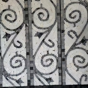 Làm bằng tay đá cẩm thạch khảm biên giới huy chương gạch khảm mô hình Inlay thiết kế cho sàn gạch khảm biên giới - Product Image 4