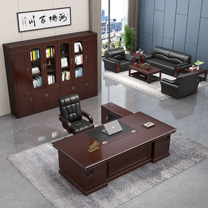 Conjunto de Sofá de Oficina de Cuero Genuino de Tres Plazas con Mesa de Centro y Sillas para Uso Comercial, Estructura de Madera Sólida y Duradera - Product Image 3
