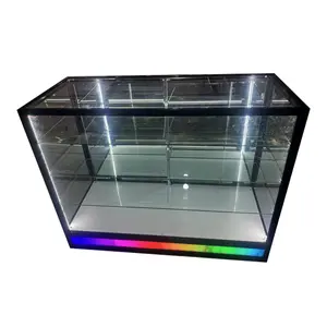Custom Glass Showcase Vitrine Glass Cabinet With LED Light