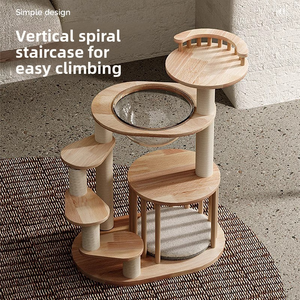 <span class=keywords><strong>Arbre</strong></span> <span class=keywords><strong>à</strong></span> <span class=keywords><strong>chat</strong></span> en bois massif écologique <span class=keywords><strong>à</strong></span> profil bas, avec condo et perchoirs intégrés, conçu pour toutes les saisons, adapté aux chats Munchkin et aux petits chatons - Product Image 2