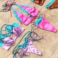 Maillots de bain personnalisés en marque privée 2024, fabricant de bikinis pour femmes, bikinis brésiliens deux pièces, ensemble de bikinis en satin