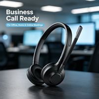 Casque de centre d'appels, micro sans fil à suppression de bruit ENC, fixation sur serre-tête, coussinets d'oreille souples pour réunions en ligne au bureau