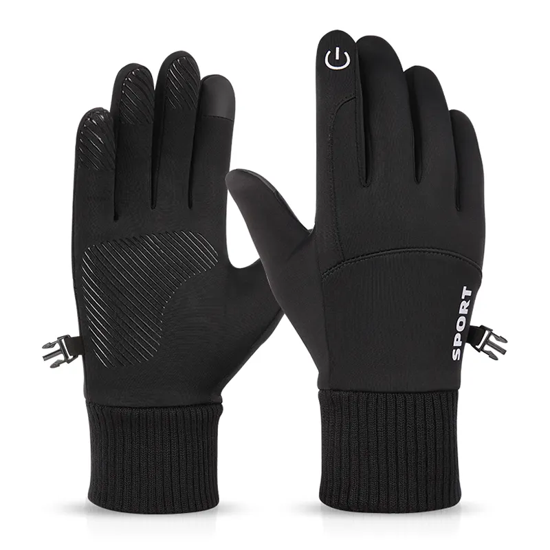 New custom logo sport climbing winter waterproof man cycling full finger running touch bike riding gloves