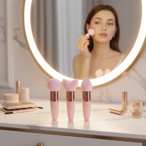 Éponge de maquillage avec manche pour fond de teint liquide, crème, fard à paupières et application visage - Product Image 2