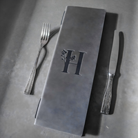Porte-menu en similicuir pour restaurant, menus de mariage, avec logo personnalisé estampé à chaud, bande élastique, double pliage, folio de menu