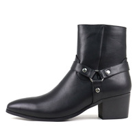 Bottes Chelsea pour hommes, très tendance, mi-mollet, grandes tailles, style motard, fermeture éclair, tige en PU, dernier design personnalisé