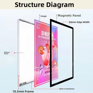 Hộp Đèn quảng cáo hình chữ nhật siêu mỏng, khung nhôm siêu mỏng, hộp đèn Áp phích từ tính, hộp đèn hiển thị - Product Image 3