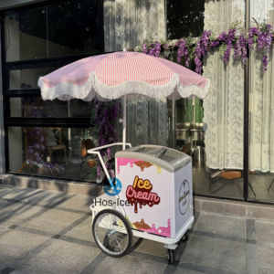 Vente d'Europe Crème glacée Snack Food Street Food Popsicle Vending Hand Push Cart avec batterie Boisson froide Bar mobile - Product Image 1