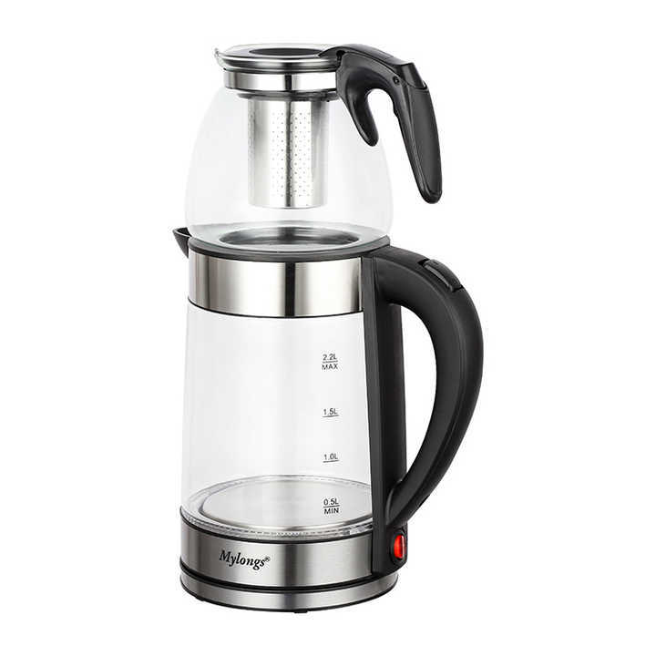 2 in 1 Electric Kettle With Tea Pot Double Layer Smart Home Appliances for Kitchen Water Kettle Glass Electric Kettle Tea Maker
