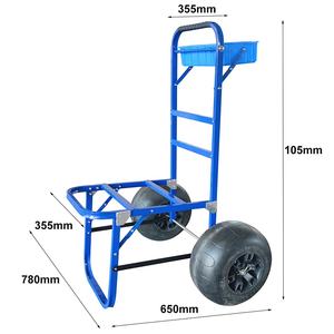 Sıcak satış alüminyum katlanır balıkçılık plaj alışveriş için iki balon tekerlek plastik platformu ile market arabası depolama araçları - Product Image 5