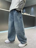 Pantalon en jean baggy à taille haute et jambes larges ZY, broderie de logo personnalisé, streetwear, jeans baggy pour hommes, pantalon pour hommes