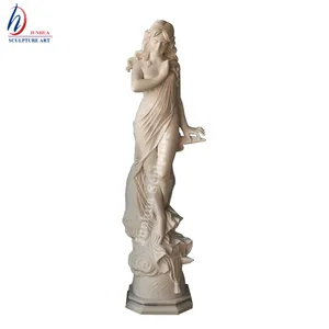 Elegant High Polished White Marble Cynthia Statue Of Moon Goddess