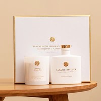 Ensemble bougie parfumée au thé blanc et diffuseur à bâtonnets, pot en verre blanc mat, parfum d'ambiance de luxe pour hôtel, coffret cadeau, vente en gros