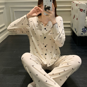 Conjuntos de Pijamas Modales para Mujeres Jóvenes, Pantalones de Manga Larga, Cárdigan, Conjunto Dulce para Primavera y Otoño - Product Image 5