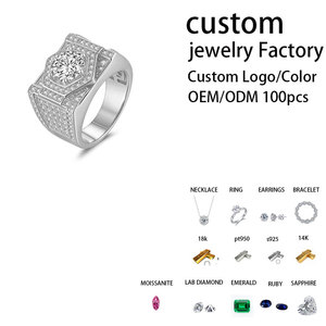 Anillo de Moissanita VVS Certificado por GRA, Anillo con Incrustaciones de Diamantes, Chapado en Platino, Plata S925, Estilo Hip Hop para Hombre - Product Image 2