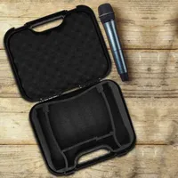 Boîte de rangement en silicone pour microphone d'enregistrement à domicile Boîtier en métal avec support de transport en plastique Pochette électronique de voyage