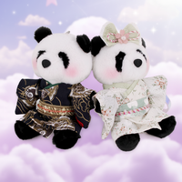 Peluche personnalisée Zaves, poupée panda de 4,75 pouces, porte-clés avec kimono noir et blanc, couple de pandas, fabricant de jouets en peluche