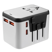 Adaptador de Viaje Universal de Carga Rápida Todo en Uno de 45W, 8 Salidas, 8A, 2 Puertos USB, 2 Puertos Tipo-C, para iPhone y Samsung, Compatible con Todo el Mundo, Novedad 2025